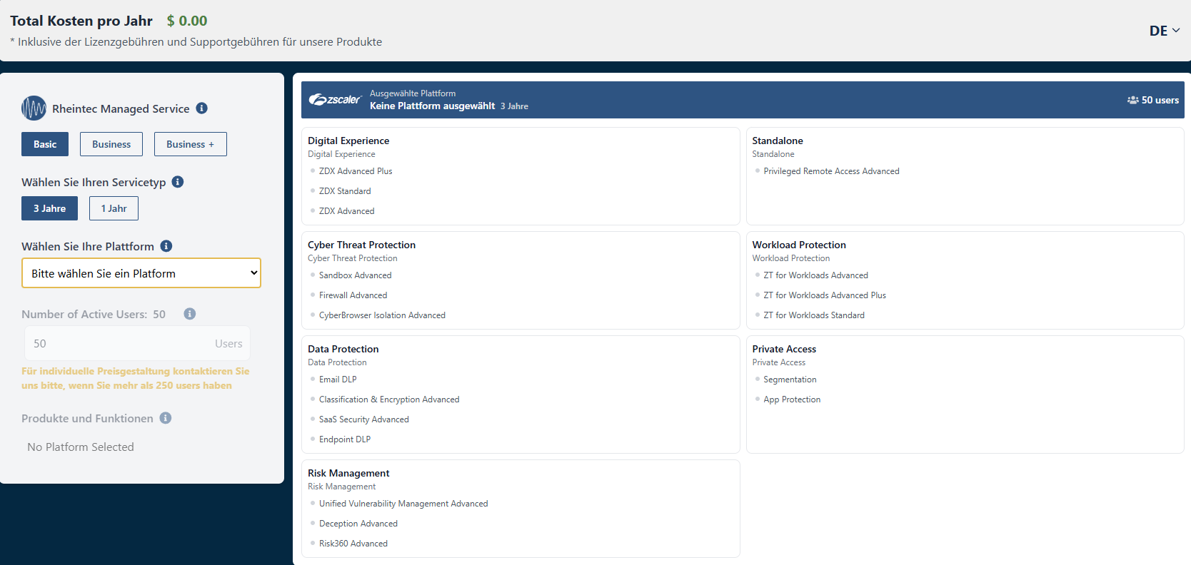 Zscaler Pricing Calculator Bild